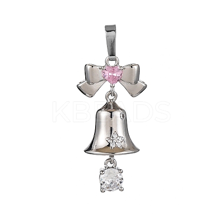Rack Plating Brass with Cubic Zirconia Pendants KK-Q010-15P-1