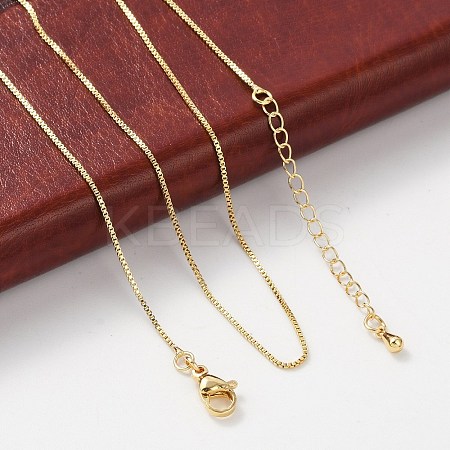 Brass Box Chain Necklaces for Women NJEW-D302-41G-1