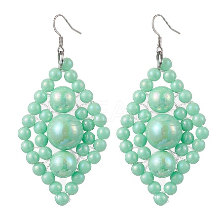 Woven Opaque Acrylic Dangle Earrings EJEW-JE05755-1