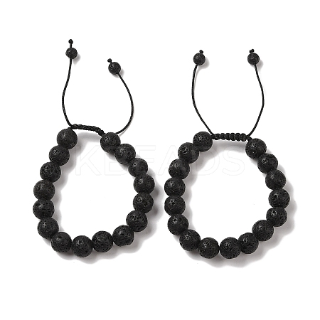 10mm Round Natural Lava Rock Braided Bead Bracelets BJEW-C067-01C-09-1