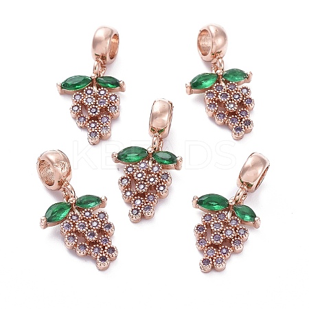 Brass Micro Pave Cubic Zirconia European Dangle Charms X-ZIRC-F074-05RG-1