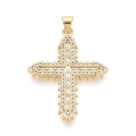 Brass Micro Pave Clear Cubic Zirconia Pendants KK-N268-93G-1
