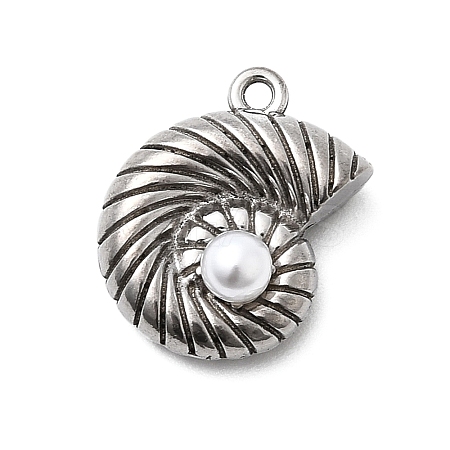 304 Stainless Steel & ABS Plastic Pearl Pendants STAS-G369-04P-02-1