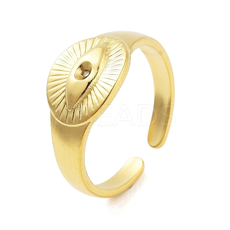 Real 18K Gold Plated 304 Stainless Steel Open Cuff Rings for Women RJEW-B061-01G-02-1