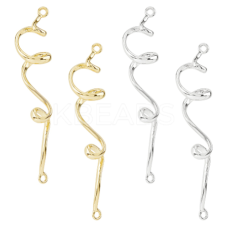 4Pcs 2 Colors Brass S Shaped Connector Charms KK-FH0007-98-1