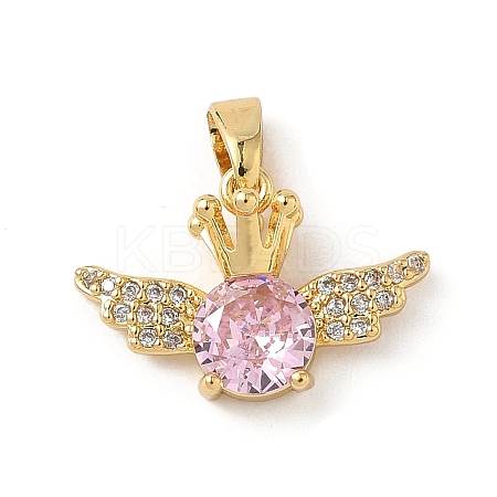 Brass Micro Pave Cubic Zirconia Pendants KK-P334-02G-01-1