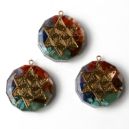 Flat Round Epoxy Resin Pendants G-R478-22A-1