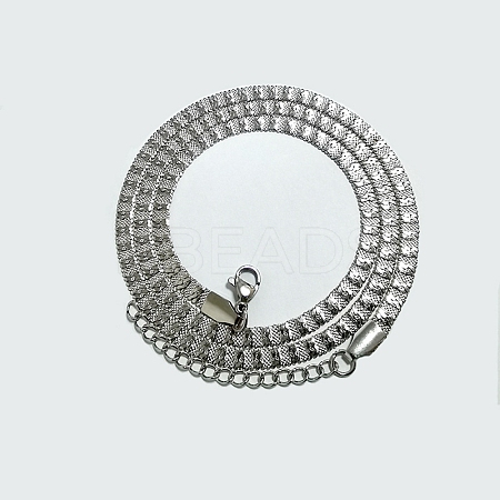 Non-Tarnish 201 Stainless Steel Herringbone Chain Necklaces NJEW-P282-01P-1