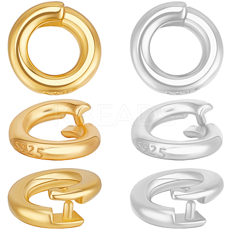 6Pcs 2 Colors 925 Sterling Silver Locking Jump Ring STER-BBC0008-70A-G-1