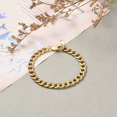 Woman's 304 Stainless Steel Cuban Link Chain Bracelets BJEW-JB05611-01-1