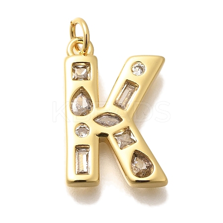 Brass Micro Pave Clear Cubic Zirconia Pendants KK-G521-01G-K-1
