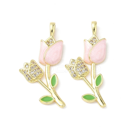Brass Micro Pave Cubic Zirconia with Enamel Pendants KK-Z134-05G-02-1