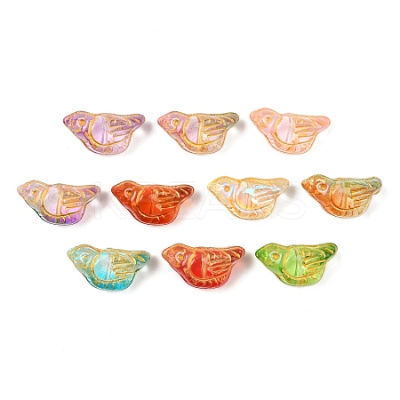 Baking Paint and Golden Metal Enlaced Glass Beads DGLA-T004-17M-1