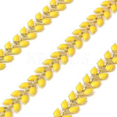 Brass Enamel Leaf Link Chains CHC-F021-02G-05-1