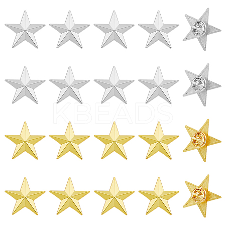 20Pcs 2 Colors Alloy Star Brooches JEWB-FH0001-42-1