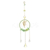 Teardrop Flower Glass & Acrylic Beads Suncatcher with 201 Stainless Steel Fairy Pendants HJEW-JM04988-01-1