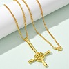 Christian Upside Down Cross & Star Alloy Pendant Pendant Twisted Chain Necklaces for Women NJEW-NH0001-03G-2