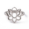 Non-Tarnish 201 Stainless Steel Flower Finger Ring RJEW-J051-32P-2