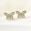 Brass Clear Cubic Zirconia Butterfly Stud Earrings EJEW-L261-029B-G-2