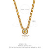 304 Stainless Steel & Natural White Shell Coin Pendant Curb Chain Necklaces for Women WG4C473-03-1