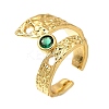 Rack Plating Brass Micro Pave Cubic Zirconia Open Cuff Rings for Women RJEW-M022-17G-1