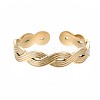 304 Stainless Steel Twist Wrap Open Cuff Ring for Women RJEW-T023-07G-1