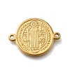 304 Stainless Steel Saint Benedict Medal Cross Connector Charms X-STAS-C119-12G-1
