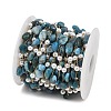 Natural Apatite Nuggets & 316 Stainless Steel Handmade Link Chains CHS-K021-14G-14-2