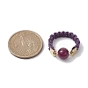 Glass Round Ball Braided Bead Style Finger Ring RJEW-JR00600-02-3