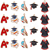 40Pcs 5 Styles Graduation Season Theme Alloy Enamel Pendants ENAM-SC0005-81-1