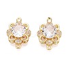 Brass Pave Clear Cubic Zirconia Connector Charms KK-N284-20G-1