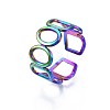 304 Stainless Steel Ring & Rectangle Wrap Cuff Ring RJEW-N038-087-4