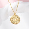 Brass Micro Pave Clear Cubic Zirconia Flat Round with Snake Pendant Necklaces NJEW-S438-02A-G-2