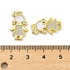 Brass Micro Pave Clear Cubic Zirconia Princess Connector Charms KK-K365-15A-G-3