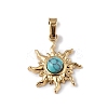 Ion Plating(IP) 304 Stainless Steel with Synthetic Turquoise Sun Charms STAS-G307-04G-1