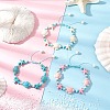 3Pcs 3 Styles Starfish & Turtle Synthetic Turquoise Beads Braided Bead Bracelets for Women BJEW-JB12130-1