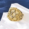Star of David 304 Stainless Steel Rhinestone Finger Rings for Women RJEW-B121-02C-G-2