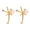 Brass Micro Pave Clear Cubic Zirconia Star Stud Earrings EJEW-C158-02G-4
