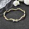 Brass Micro Pave Clear Cubic Zirconia Cuff Bangles for Women BJEW-H639-02G-1