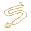 Real 18K Gold Plated Brass Pave Shell Ball Chain Locket Pendant Necklaces for Women LS-NJEW-K381-02D-G-1