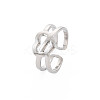 304 Stainless Steel Heart Wrap Open Cuff Ring for Women RJEW-S405-209P-3