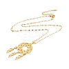 Woven Net/Web with Feather 201 Stainless Steel Boho Pendant Necklaces for Women NJEW-G087-06G-3
