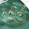 304 Stainless Steel Ring Dangle Stud Earrings EJEW-K268-34G-3