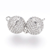 Brass Micro Pave Cubic Zirconia Magnetic Clasps with Loops LS-ZIRC-E120-05P-10mm-NR-2