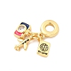 Brass Pave Clear Cubic Zirconia European Dangle Charms KK-F904-01C-G-2