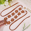 1Pc Imitation Leather Flower Brass Ring Link Chain Waist Belly Chains Belts for Women AJEW-CL0001-49C-3