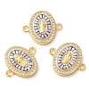 Rack Plating Brass Micro Pave Clear Cubic Zirconia Oval with Virgin Mary Links Connector Charms KK-K385-084G-1