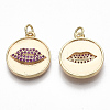 Brass Micro Pave Cubic Zirconia Pendants KK-S356-019G-NF-2