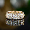 Brass Micro Pave Clear Cubic Zirconia Finger Rings for Women FS-WG796B2-05-2