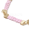 Braided Waxed Polyester Rectangle Link Chain Bracelets BJEW-JB10000-02-3